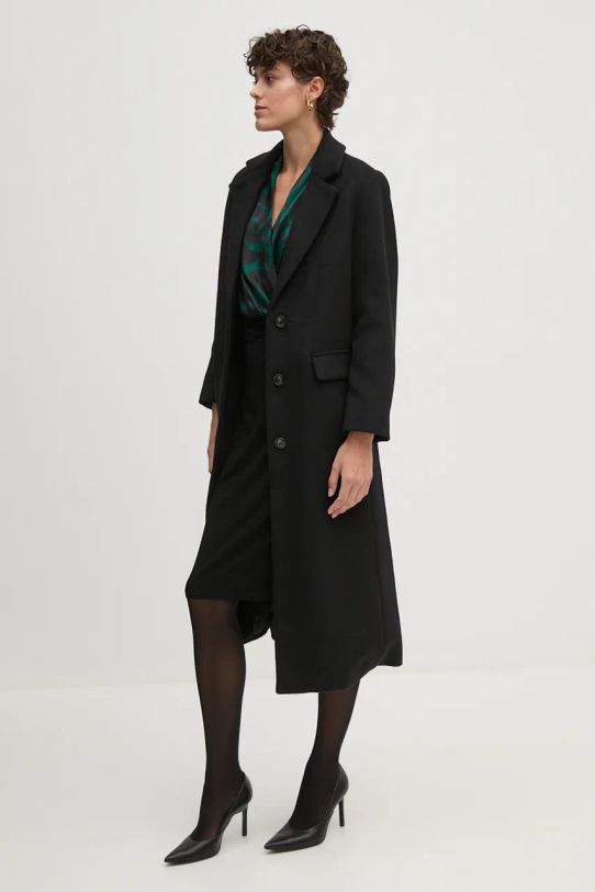 Пальто с примесью шерсти United Colors of Benetton 28HFDN069 чёрный AW24