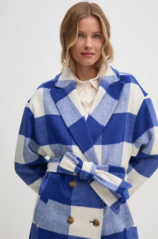 United Colors of Benetton kabát gyapjú keverékből kék 2V4MDN065