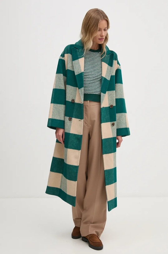 United Colors of Benetton palton din lana 2V4MDN065 turcoaz AW24