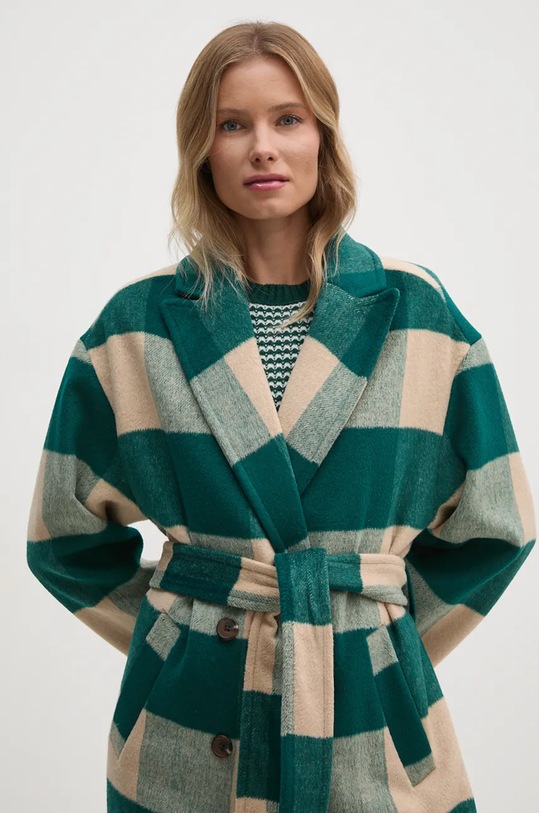 United Colors of Benetton palton din lana turcoaz 2V4MDN065