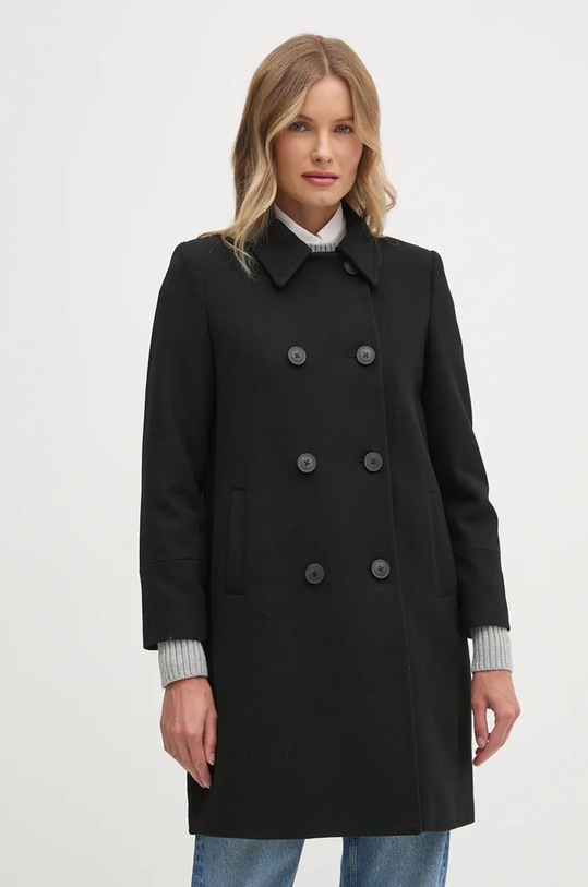 Вовняне пальто United Colors of Benetton з підкладкою чорний 2O9VDN064