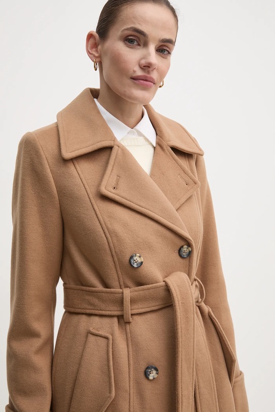 Dkny płaszcz z domieszką wełny D2G4A204 brązowy AW24