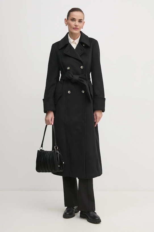 Пальто з домішкою вовни Dkny без капюшона чорний D2G4A204