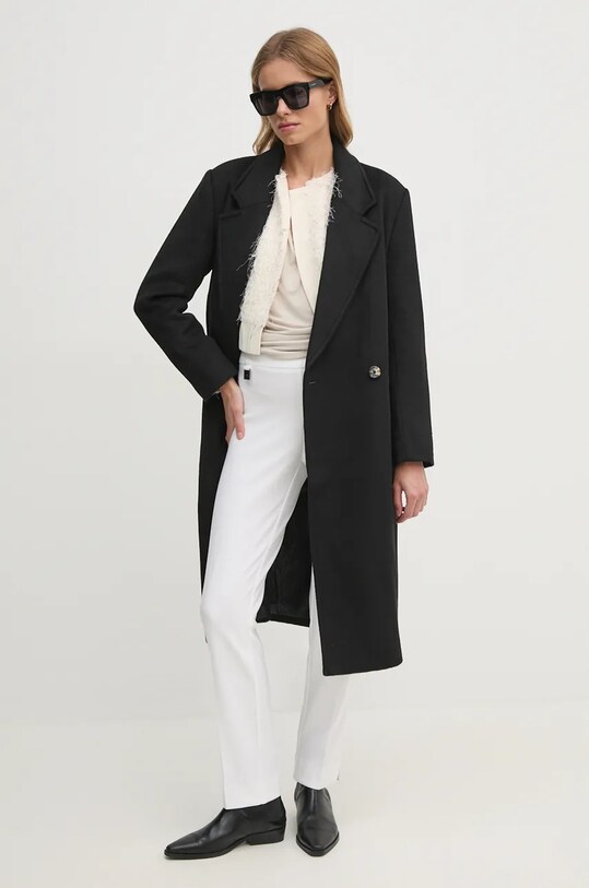 Dkny palton de lana D2G4A203 negru AW24