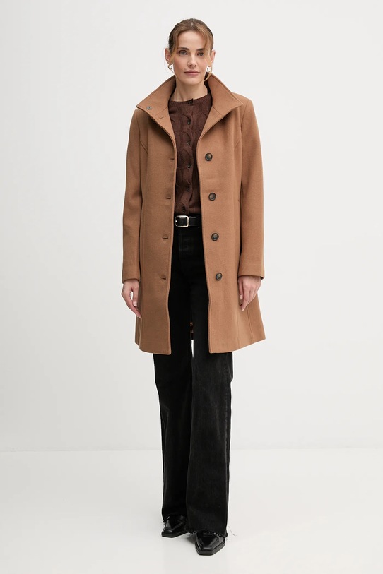 Vlněný kabát Dkny DLEMW021 hnědá AW25