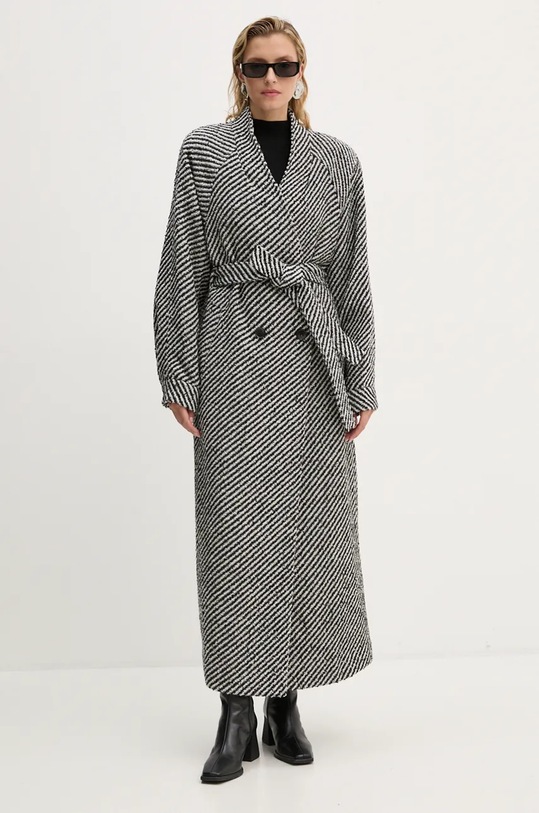 Gestuz kabát gyapjú keverékből nem szigetelt fekete 10909195