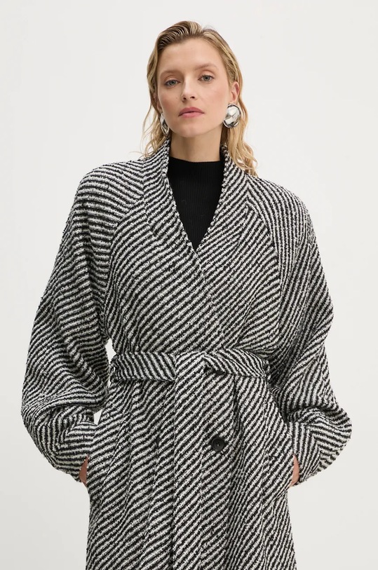 Gestuz kabát gyapjú keverékből fekete 10909195