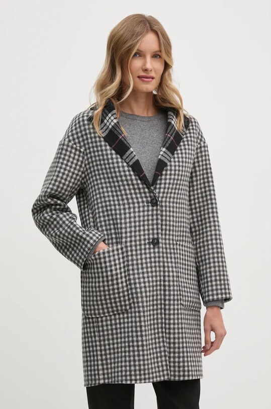 Vlnený kabát United Colors of Benetton bez kapucne sivá 20YHDN07B