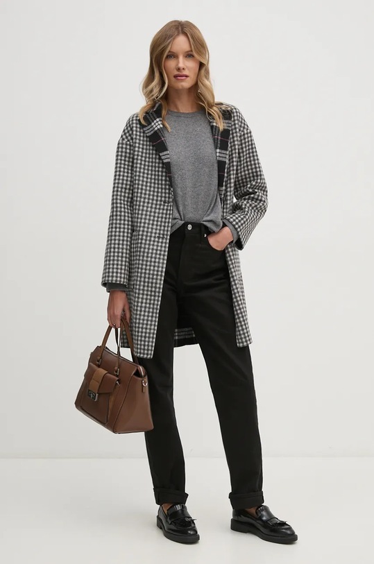 Oblečenie Vlnený kabát United Colors of Benetton 20YHDN07B sivá