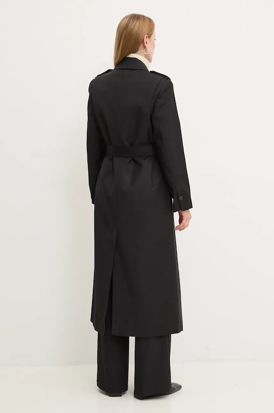 Oblečenie Trenčkot s prímesou vlny Ivy Oak IO111134 čierna