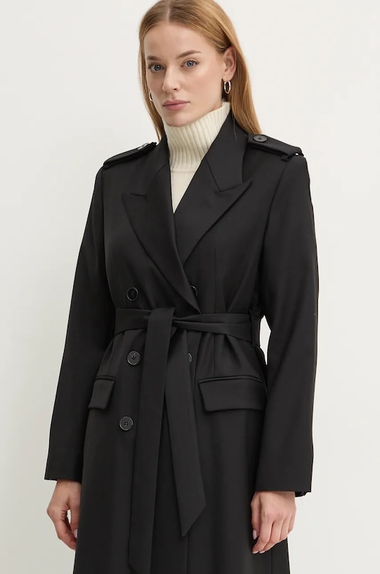 Trenčkot s prímesou vlny Ivy Oak čierna IO111134