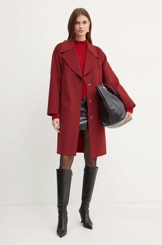 Шерстяное пальто Luisa Spagnoli SCACCO 541243 красный AW24