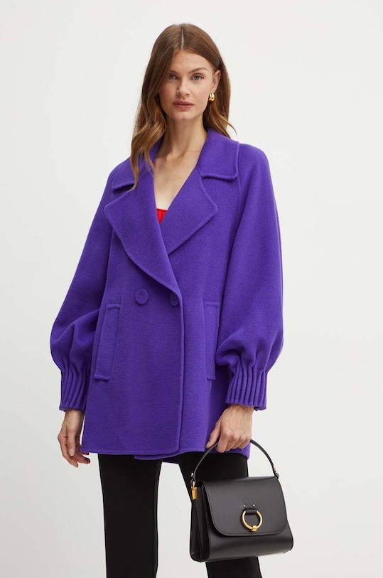 Luisa Spagnoli geaca de lana SILLABE necaptusit violet 541204