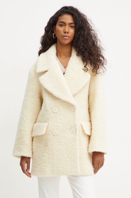 Vlněný kabát Luisa Spagnoli SOCIALE nezateplené béžová 541201