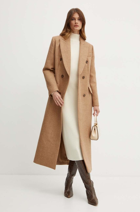 Luisa Spagnoli cappotto in lana STROFE non isolato marrone 541224