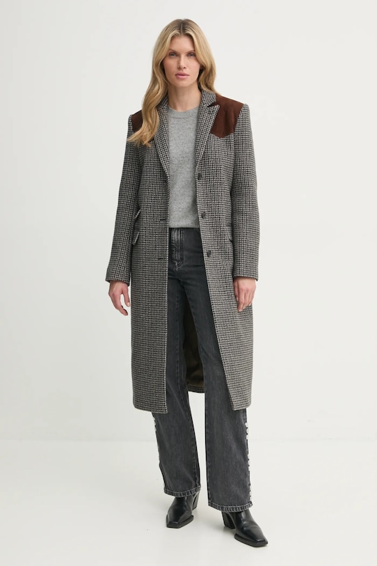 The Kooples płaszcz FMAN29002K szary AW24