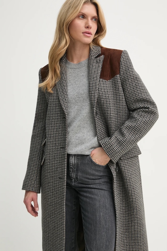 The Kooples płaszcz szary FMAN29002K