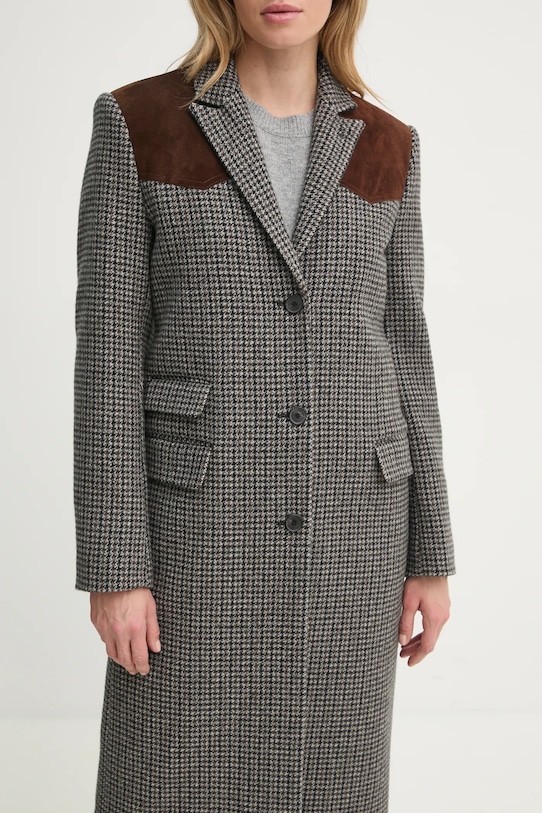 The Kooples płaszcz FMAN29002K szary