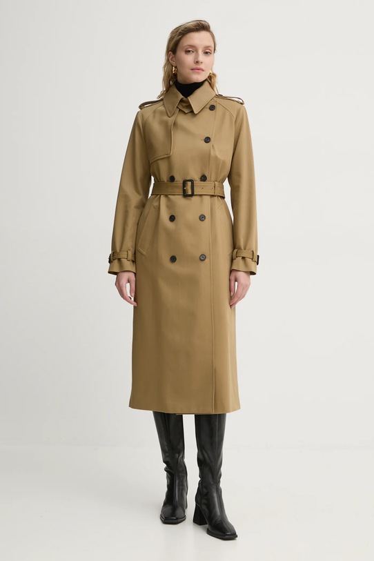 The Kooples trencz bawełniany nieocieplane zielony FTRE29002K