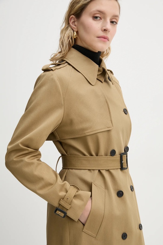 The Kooples trencz bawełniany zielony FTRE29002K