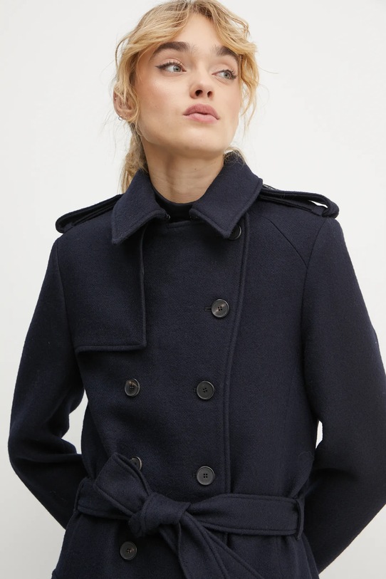 The Kooples płaszcz wełniany granatowy FTRE29003K