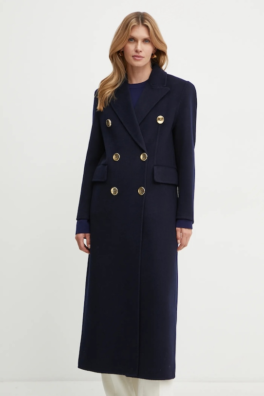 Abbigliamento Luisa Spagnoli cappotto in lana 541634 blu navy