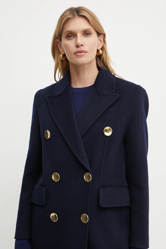 Luisa Spagnoli cappotto in lana blu navy 541634