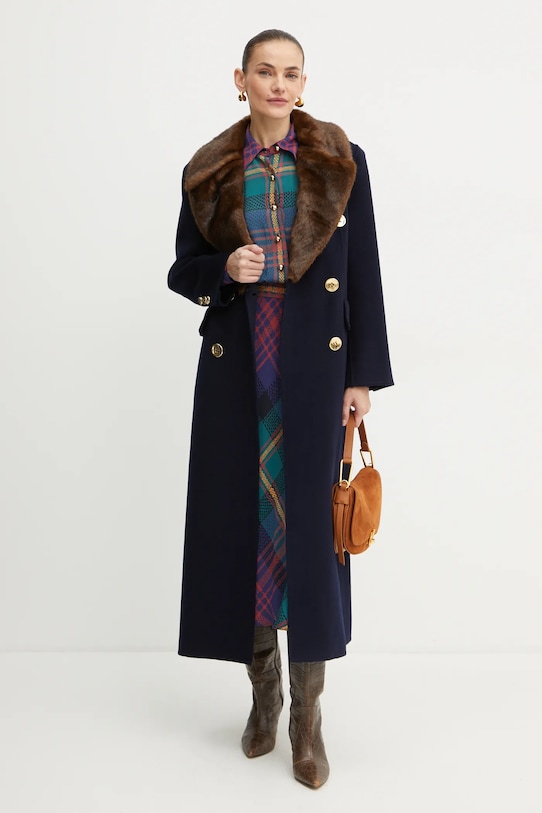 Vlněný kabát Luisa Spagnoli 541564 námořnická modř AW24