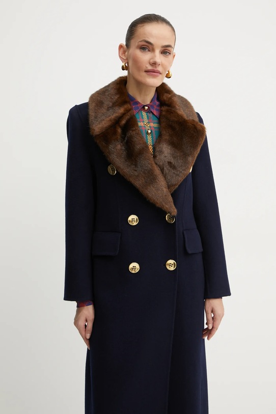 Vlněný kabát Luisa Spagnoli námořnická modř 541564
