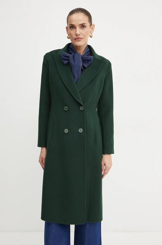 Μάλλινο παλτό Luisa Spagnoli SPLENDOR 541203 πράσινο