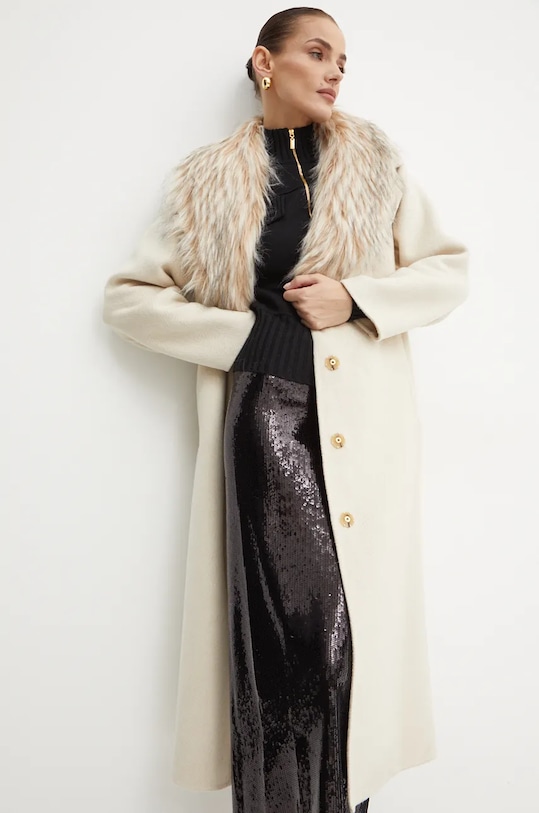 Luisa Spagnoli palton de lana SUPPLICA necaptusit bej 541206