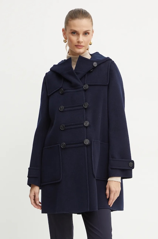 Μάλλινο παλτό Weekend Max Mara μαλλί σκούρο μπλε 2425016016600