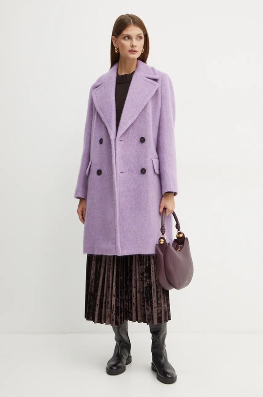 Weekend Max Mara palton de lana cu captuseala violet 2425016032600