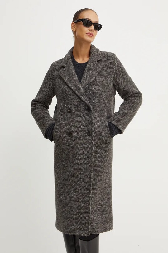 Вовняне пальто Weekend Max Mara з підкладкою сірий 2425016042600
