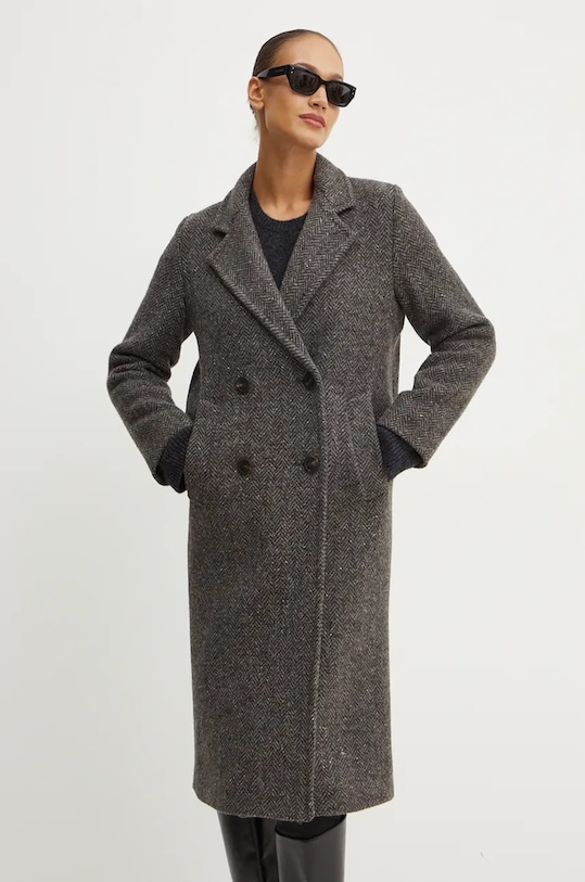 Vlněný kabát Weekend Max Mara nezateplené šedá 2425016042600