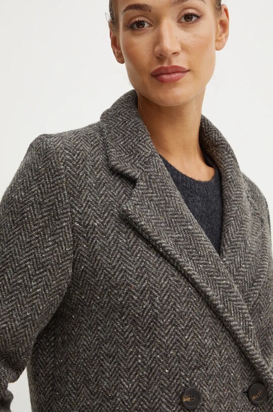 Вовняне пальто Weekend Max Mara сірий 2425016042600