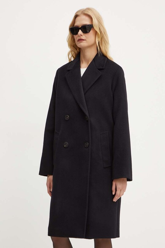 Weekend Max Mara płaszcz wełniany bez kaptura czarny 2425016052600