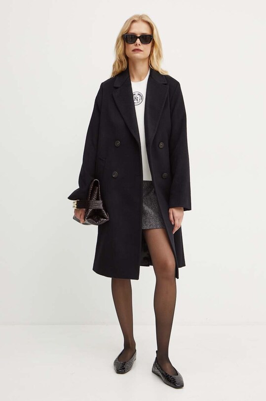 Μάλλινο παλτό Weekend Max Mara 2425016052600 μαύρο AW24
