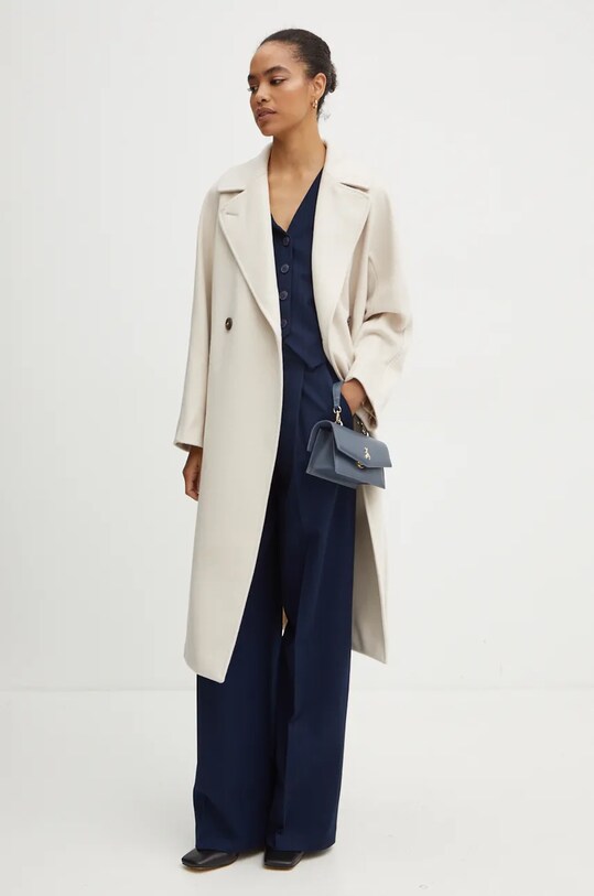 Weekend Max Mara płaszcz wełniany beżowy 2425016092600