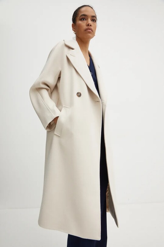 Weekend Max Mara płaszcz wełniany 2425016092600 beżowy