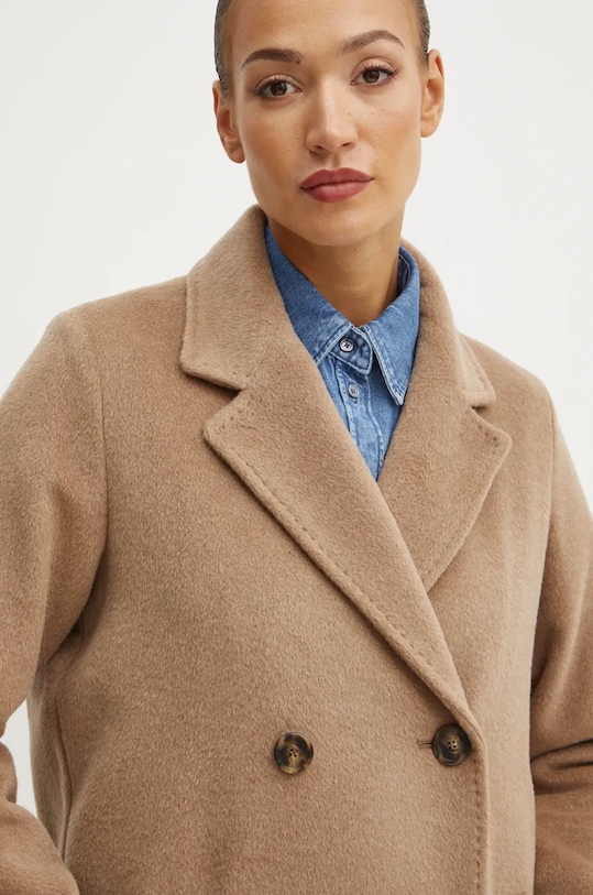 Μάλλινο παλτό Weekend Max Mara καφέ 2425016112600