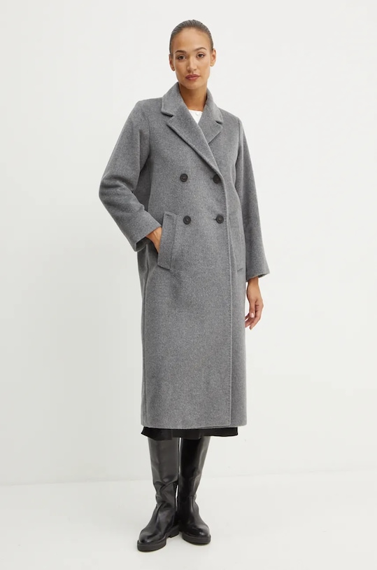 Μάλλινο παλτό Weekend Max Mara μαλλί γκρί 2425016112600