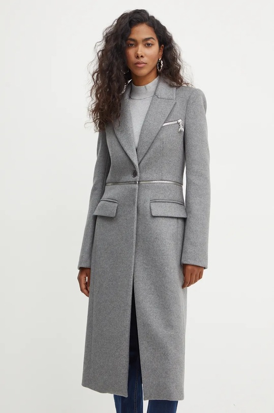 Vuneni kaput Patrizia Pepe vuna siva 2O0166.A171