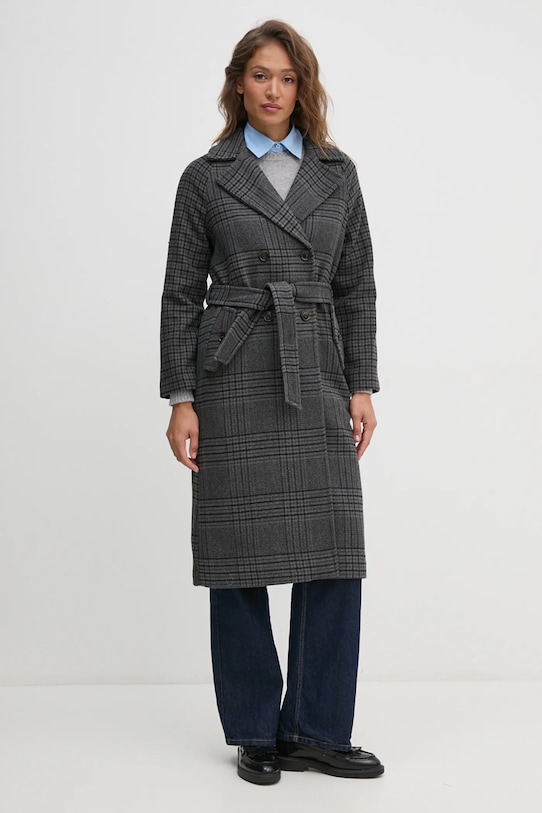 Kabát s prímesou vlny United Colors of Benetton bez kapucne sivá 24H8DN06U