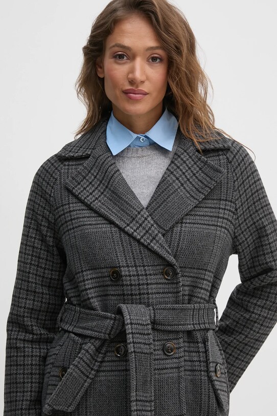 Kabát s prímesou vlny United Colors of Benetton 24H8DN06U sivá NC24