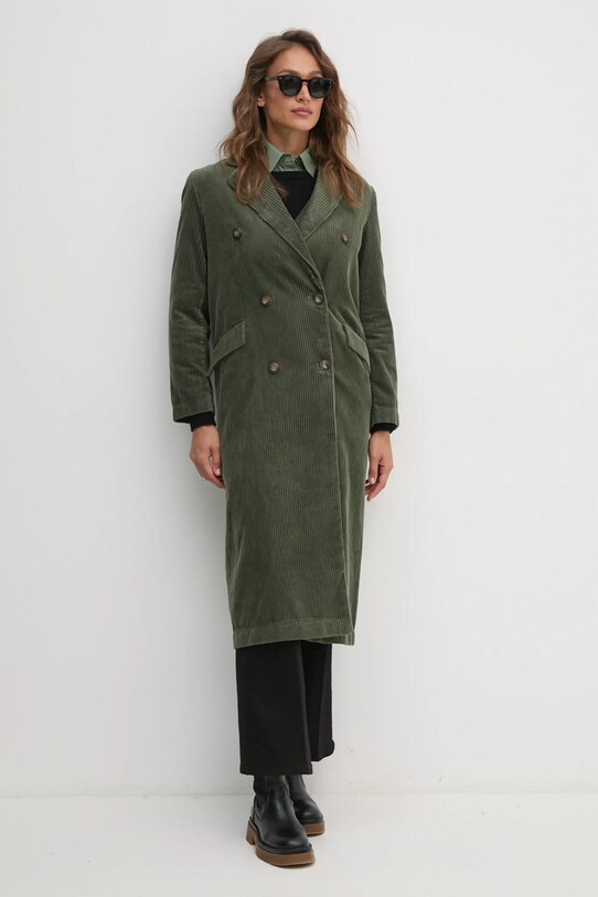 United Colors of Benetton palton din velur verde 2HKTDN06L