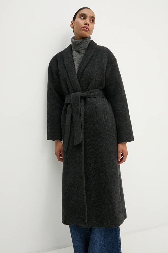 American Vintage płaszcz wełniany nieocieplane szary NAD17AH24