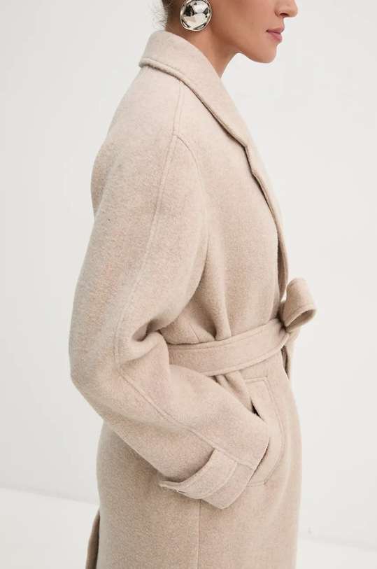 Vlněný kabát American Vintage NAD17BH24 béžová