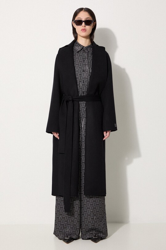 Μάλλινο παλτό Kenzo Long Cashemere Coat FE62MA2169WA.99 μαύρο AW24