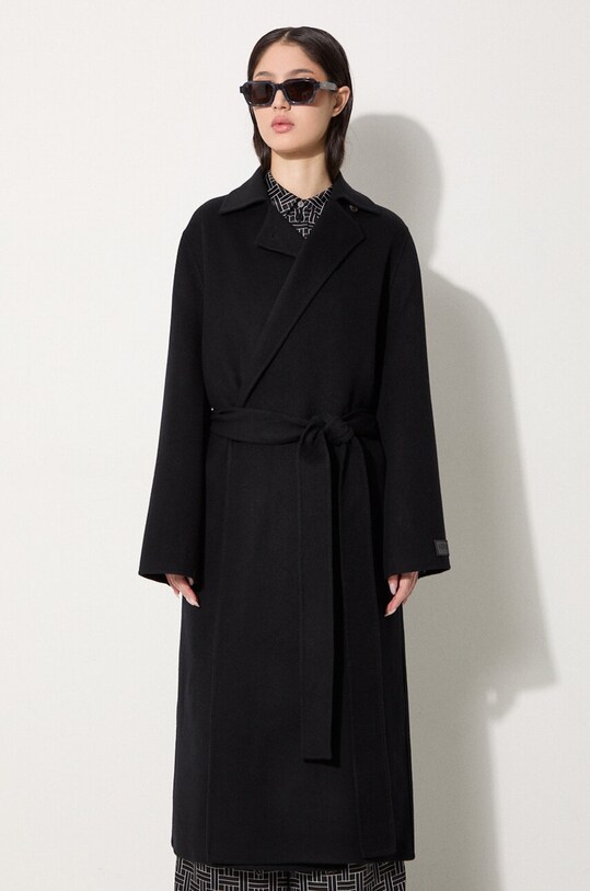 Μάλλινο παλτό Kenzo Long Cashemere Coat μαύρο FE62MA2169WA.99